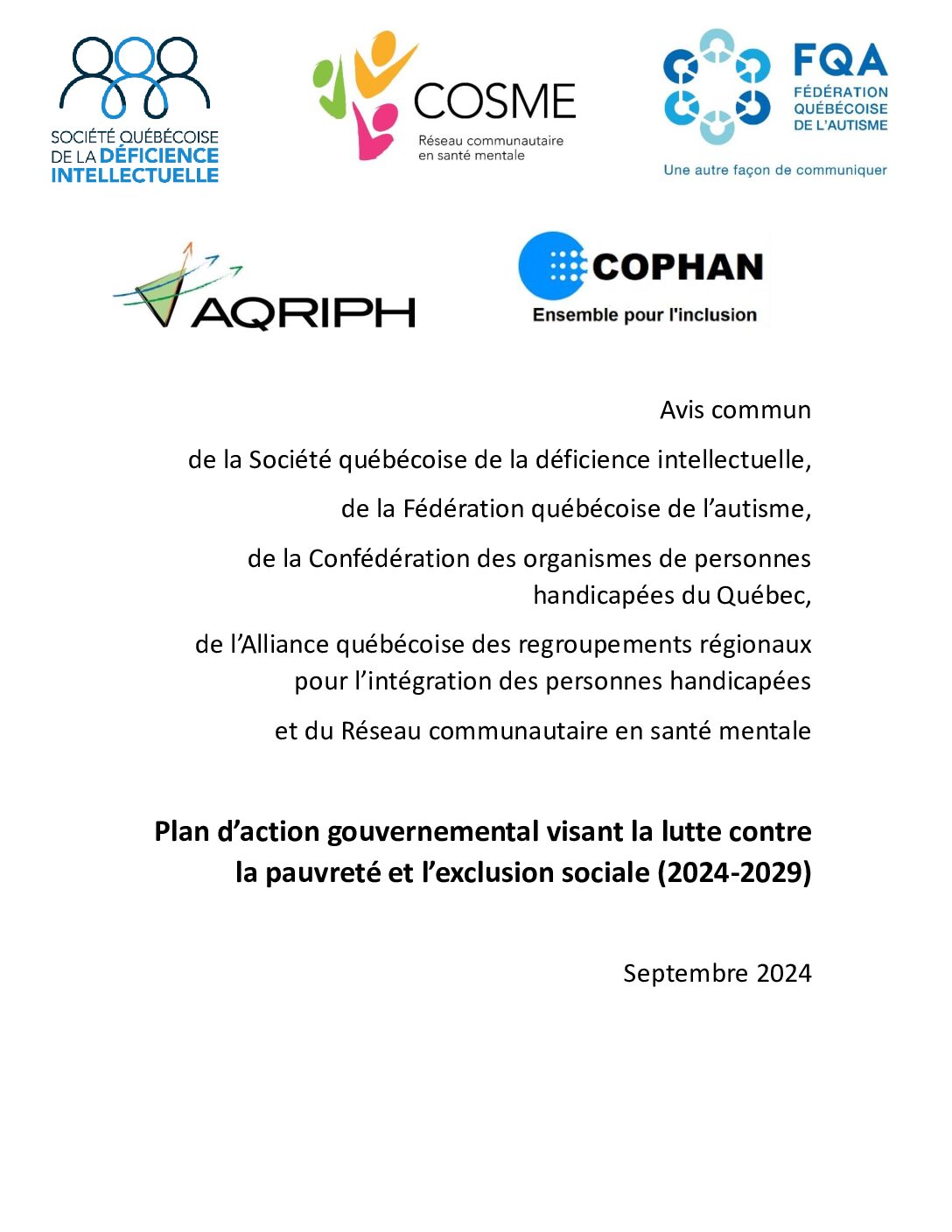 Page de couverture de l'avis