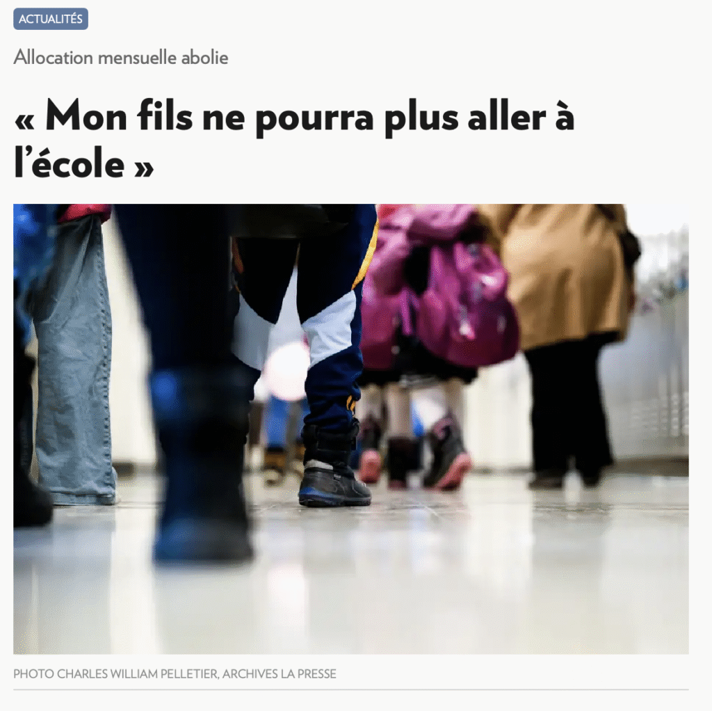 Article sur l'abolition de l'allocation au demandeurs d'asile La Presse