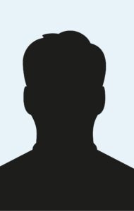 Profil noir d'une personne sur fond bleu très pâle